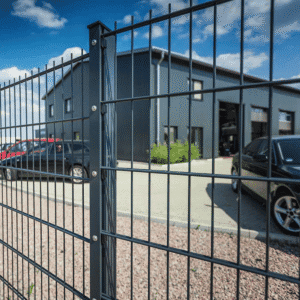 Robuster Metallzaun für Sicherheit und Privatsphäre, ideal für private und gewerbliche Grundstücke.